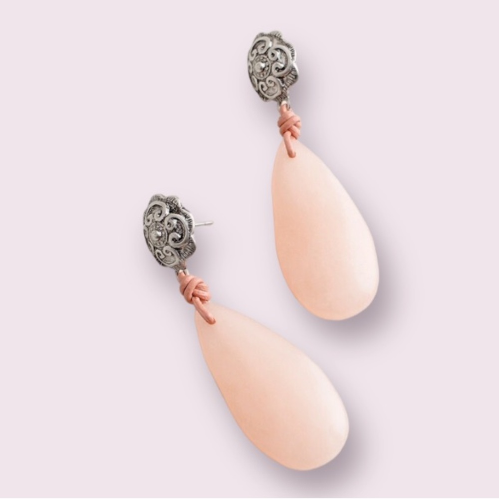 Chico’s Blush Peach And Silver-Tone Drop Earrings